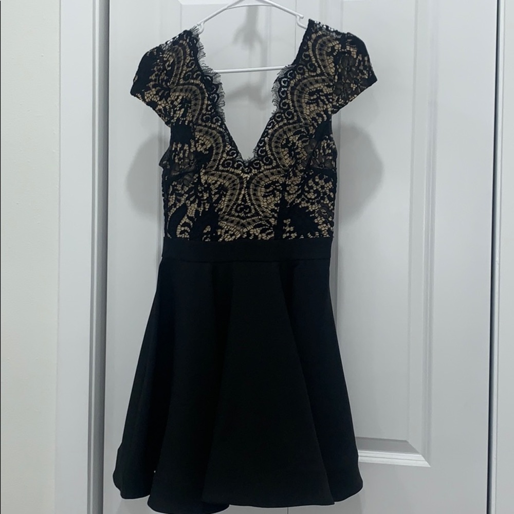 Black and Nude Dress with mesh details